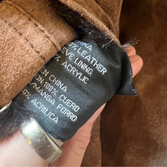 Vintage Fashion Elements Suede Coat faux Fur Collar Brown Small penny lane 70s - Picture 5 of 10